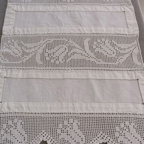 Set of 2 handmade crochet and fabric doilies