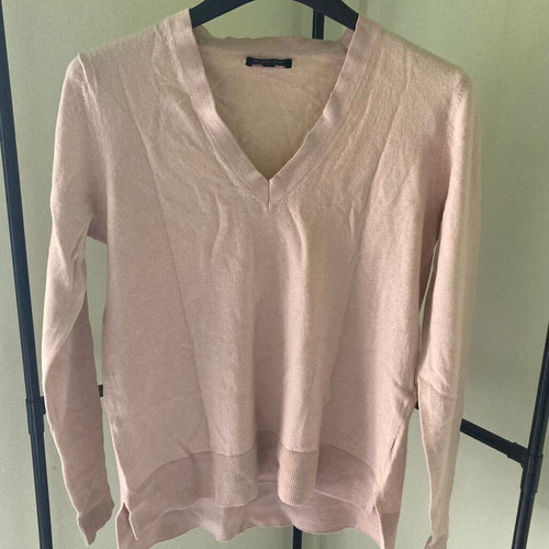 Massimo Dutti V-Neck Wool Sweater, Nude Pink-Beige, XS