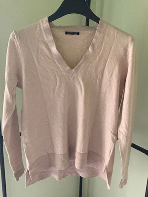 Massimo Dutti V-Neck Wool Sweater, Nude Pink-Beige, XS