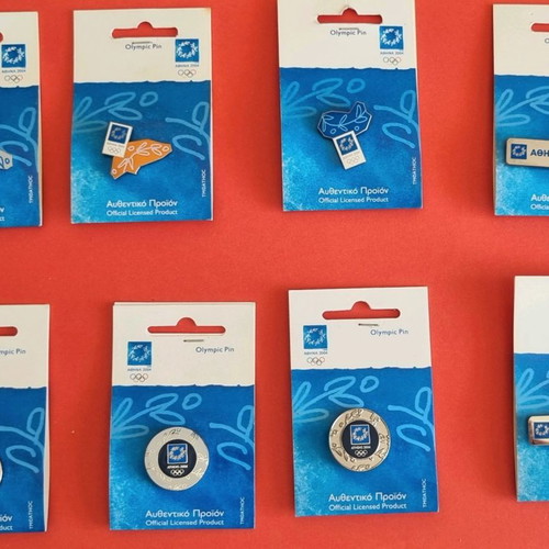 Olympic lapel pins used, set of 8, Athens 2004