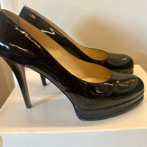 Casadei black patent leather pumps used, size 40, 10cm heel