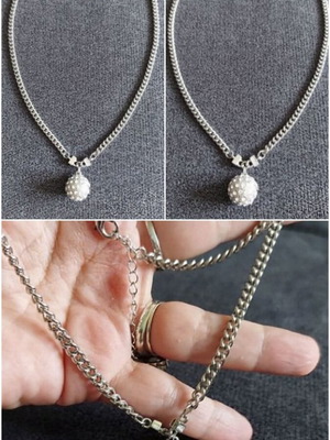 Choker necklaces with ball and zircon, like new, set of three