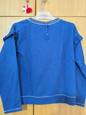 Everyday girls' long-sleeve shirt like new, blue, size 128 cm