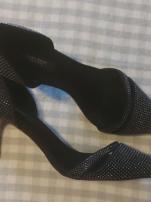 Zara black pumps with strass like new, size 40, 10cm heel