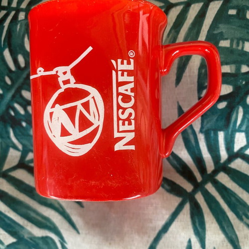 Nescafe mugs used, collectible, red, Christmas, pack of 2