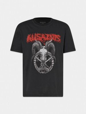 AllSaints Archon Graphic T-Shirt - Washed Black