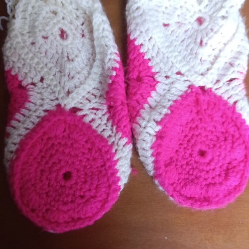 Terlikia knitted socks used, size 36/37, white and pink