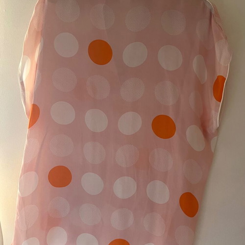 Eterna blouse like new with white and orange polka dots on pink