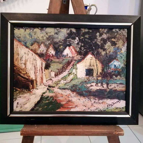 Oil Painting Spatula Village by Eda Jozsey new 30x40cm with frame