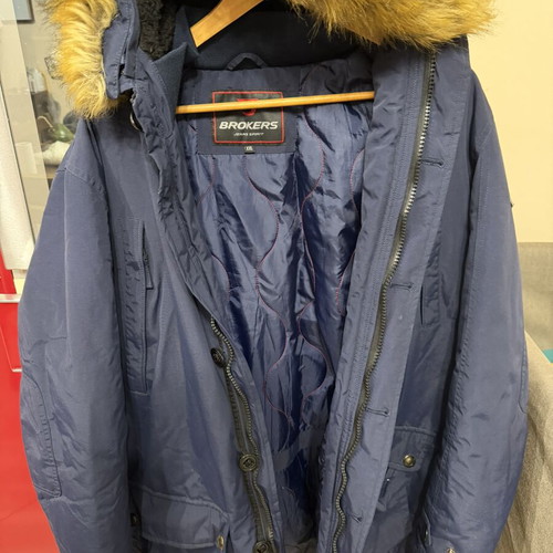 Brokers men's winter parka XXL used, very warm, blue