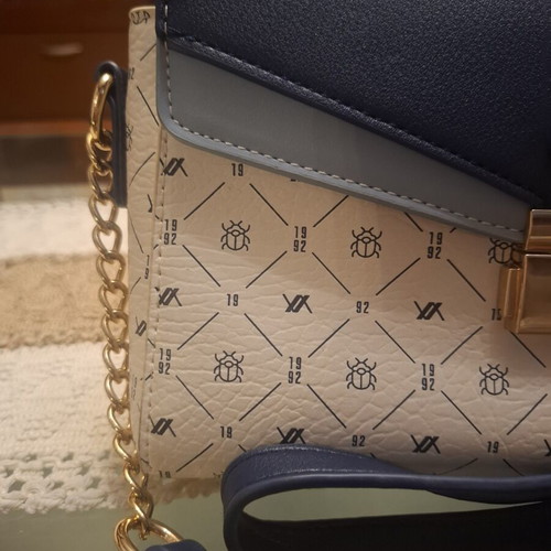 Verde Monogram crossbody bag blue-beige, 25x15 cm