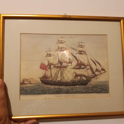 Lykourgos Kogevinas The Ships of the Struggle, two framed prints 1938
