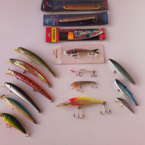 Set of 16 branded artificial fishing lures Shimano, Rapala, Osako