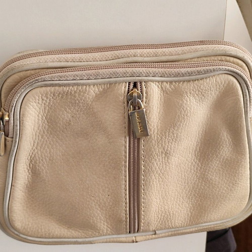 Leather shoulder bag used, beige, leather, from Italy