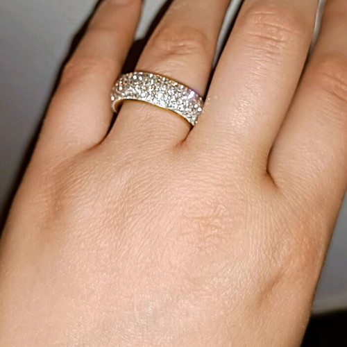 Steel ring new with stones, white and silver color