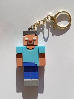 Minecraft Steve figure blue keychain new, 10cm