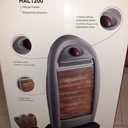Halogen heater used, 1200W, 3 heating levels