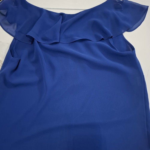 Lucifair Royal Blue Blouse like new, size 48, chiffon with ruffles