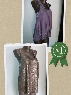 Decorated tunics Express and Chicoree like new with cut-out back