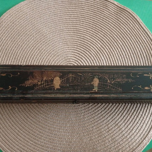 Antique Chinese Fan Case 19th Century Canton Export & Authentic Vintage Spanish Fan