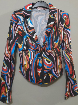 Juicy Couture Σατέν Τοπ Καινούργιο Medium Με Ψυχεδελικά Print
