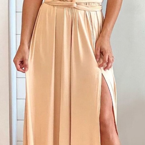 Convertible sleeveless dress size S new, beige