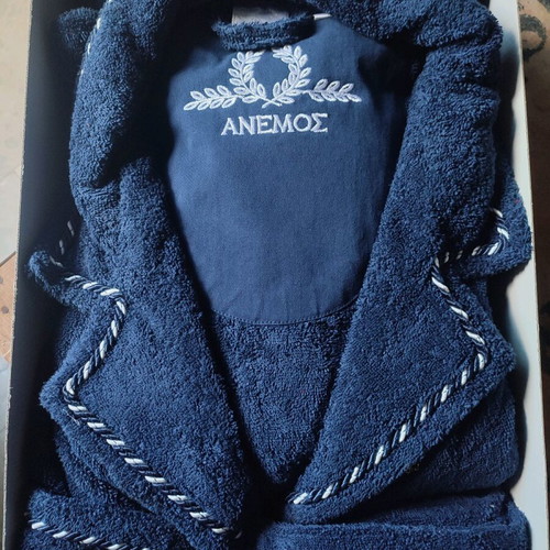 Anemos bathrobe model GREGOS size L new, dark blue