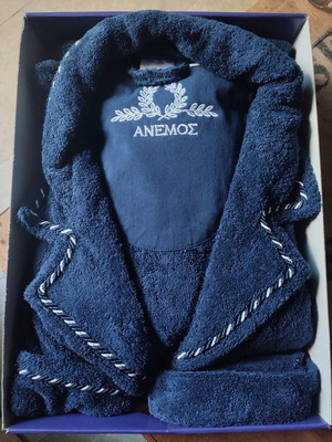 Anemos bathrobe model GREGOS size L new, dark blue