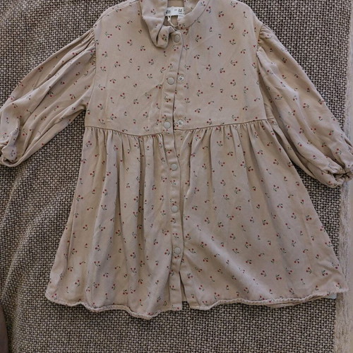 Beige cherry print shirt dress Zara new for ages 3-4