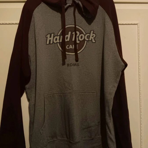 Hard Rock Cafe Rome hoodie used, gray and red, size XXL