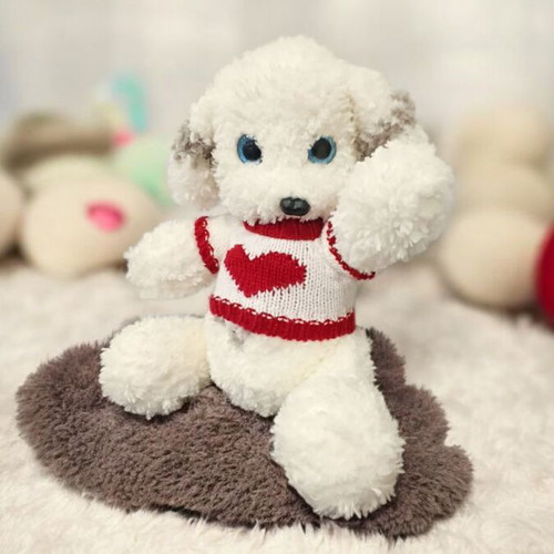 Handmade crocheted puppy new with movable limbs and gift keychain
