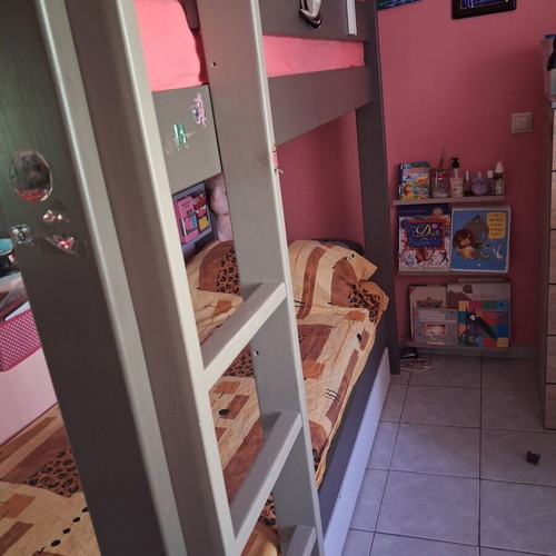 Dominique bunk bed by Mathy by Bols like new with 2 mattresses and guest drawer