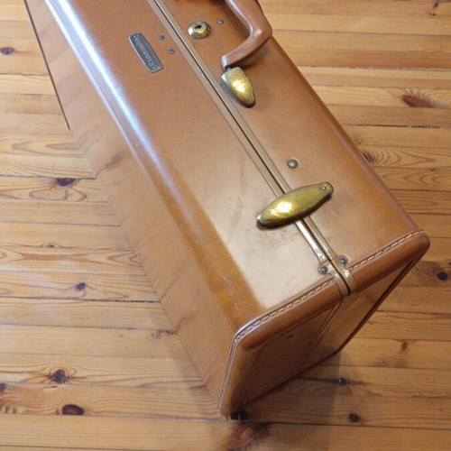 Samsonite suitcase used brown leather 1950s
