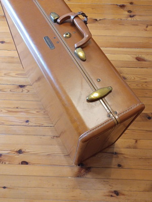 Samsonite suitcase used brown leather 1950s