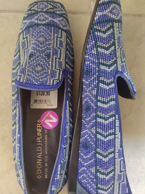 Loafer shoes Donald J Pliner new, Italian with beads, blue