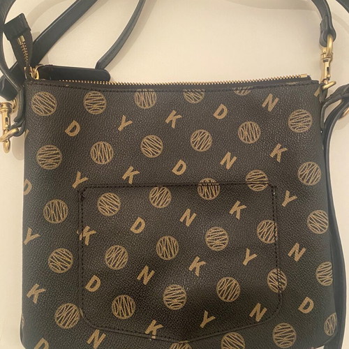 DKNY messenger leather bag like new, black and brown