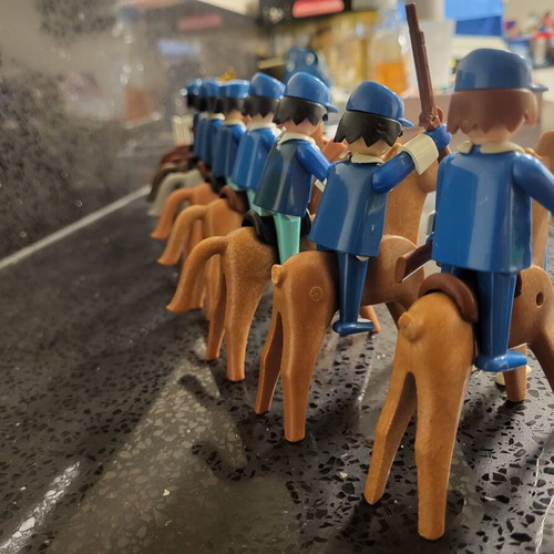 Playmobil Vintage American Cavalry used, 12 figures, 10 horses, accessories