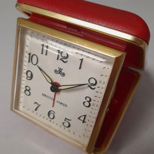 Vintage Meister Anker alarm clock like new, travel folding case