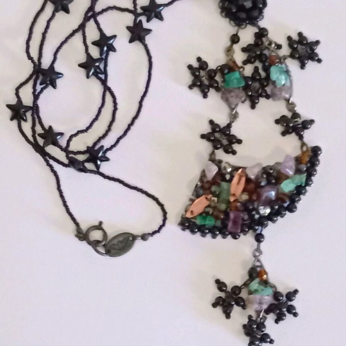 Vintage Emporio Armani energy necklace with precious and semi-precious stones and beads