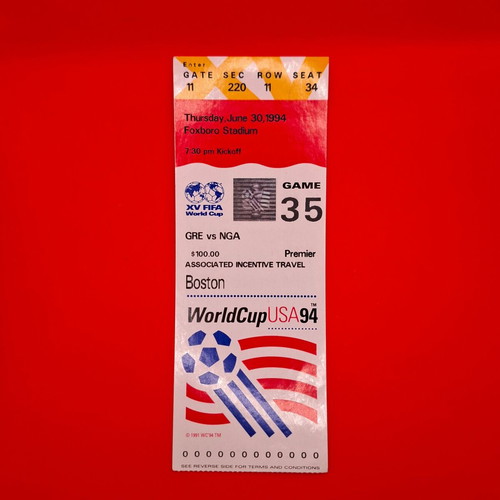 World Cup 1994 Ticket Greece vs Nigeria 0-2 used