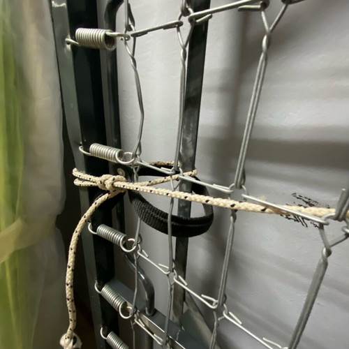 Folding iron bed like new with mattress without springs