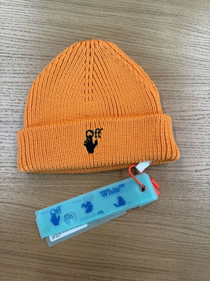 Νέα πορτοκαλί ριμπ πλεκτή σκουφί Off White Hand Off