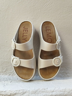Lemon Jelly champagne platform sandals size 38, like new, beige gold
