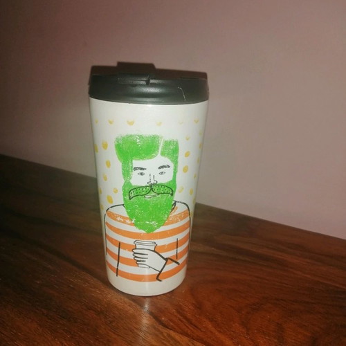 White thermos with design