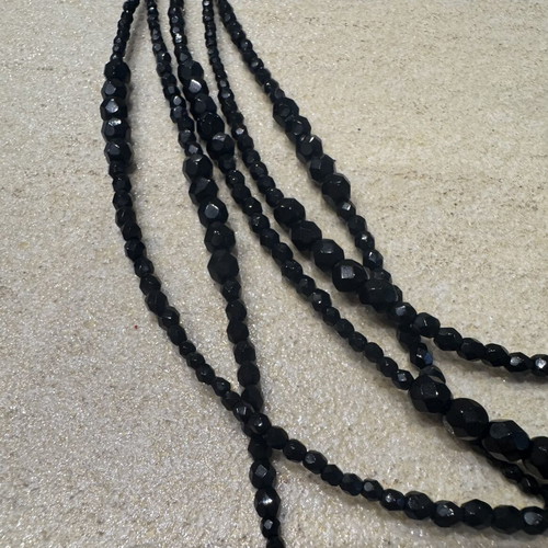 Vintage necklace cross made of obsidian like new, 1.5 m length