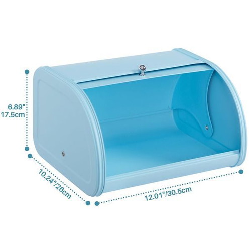HollyHOME metal bread box with roll-top lid, light blue