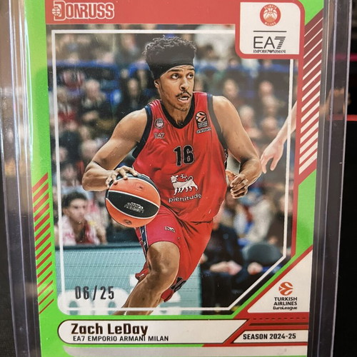 Zach Leday 2024 Donruss Euroleague Neon Green Flood card like new