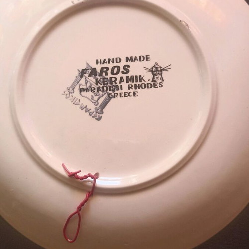 Faros Keramik vintage decorative plate with enamel, like new