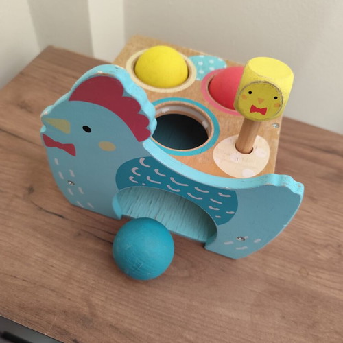 Montessori Djeco Wooden Chicken Hammer Game used