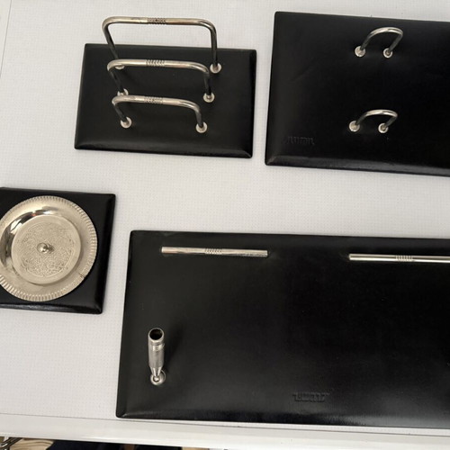 Leather Office Organization Set 4 Pieces, Vintage Style
